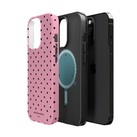 Pink With Black Polka Dots (MagSafe) Phone Case