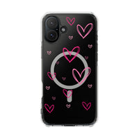 Pink Heart Sketches (MagSafe) Clear Phone Case