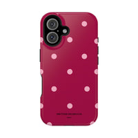 Burgundy with Pink Polka Dots V2 (MagSafe) Phone Case