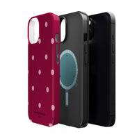 Burgundy with Pink Polka Dots V2 (MagSafe) Phone Case
