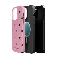 Pink With Black Polka Dots V2 (MagSafe) Phone Case