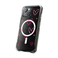 Pink Heart Sketches (MagSafe) Clear Phone Case