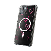 Pink Heart Sketches (MagSafe) Clear Phone Case