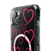 Magenta Hearts (MagSafe) Clear Phone Case