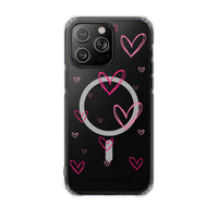 Pink Heart Sketches (MagSafe) Clear Phone Case