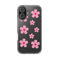 Pink Floral Design Clear Phone Case