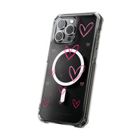 Pink Heart Sketches (MagSafe) Clear Phone Case