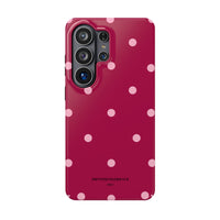 Burgundy with Pink Polka Dots V2 (MagSafe) Phone Case