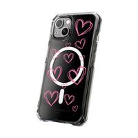Light Pink Heart Sketches (MagSafe) Clear Phone Case