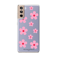 Pink Floral Design Clear Phone Case