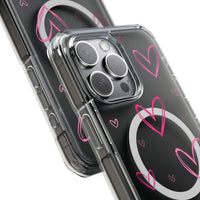 Pink Heart Sketches (MagSafe) Clear Phone Case