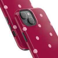 Burgundy with Pink Polka Dots V2 (MagSafe) Phone Case