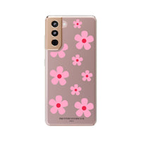 Pink Floral Design Clear Phone Case