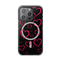 Magenta Hearts (MagSafe) Clear Phone Case