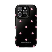 Black with Pink Polka Dots V2 (MagSafe) Phone Case