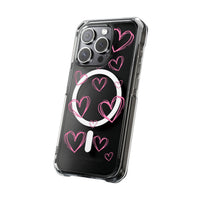 Light Pink Heart Sketches (MagSafe) Clear Phone Case