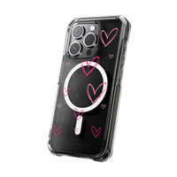 Pink Heart Sketches (MagSafe) Clear Phone Case