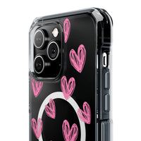 Pink Doodle Hearts (MagSafe) Clear Phone Case