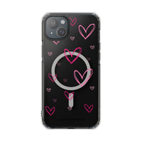 Pink Heart Sketches (MagSafe) Clear Phone Case