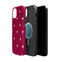 Burgundy with Pink Polka Dots V2 (MagSafe) Phone Case