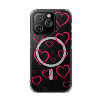 Magenta Hearts (MagSafe) Clear Phone Case