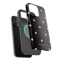 Black with Pink Polka Dots V2 (MagSafe) Phone Case