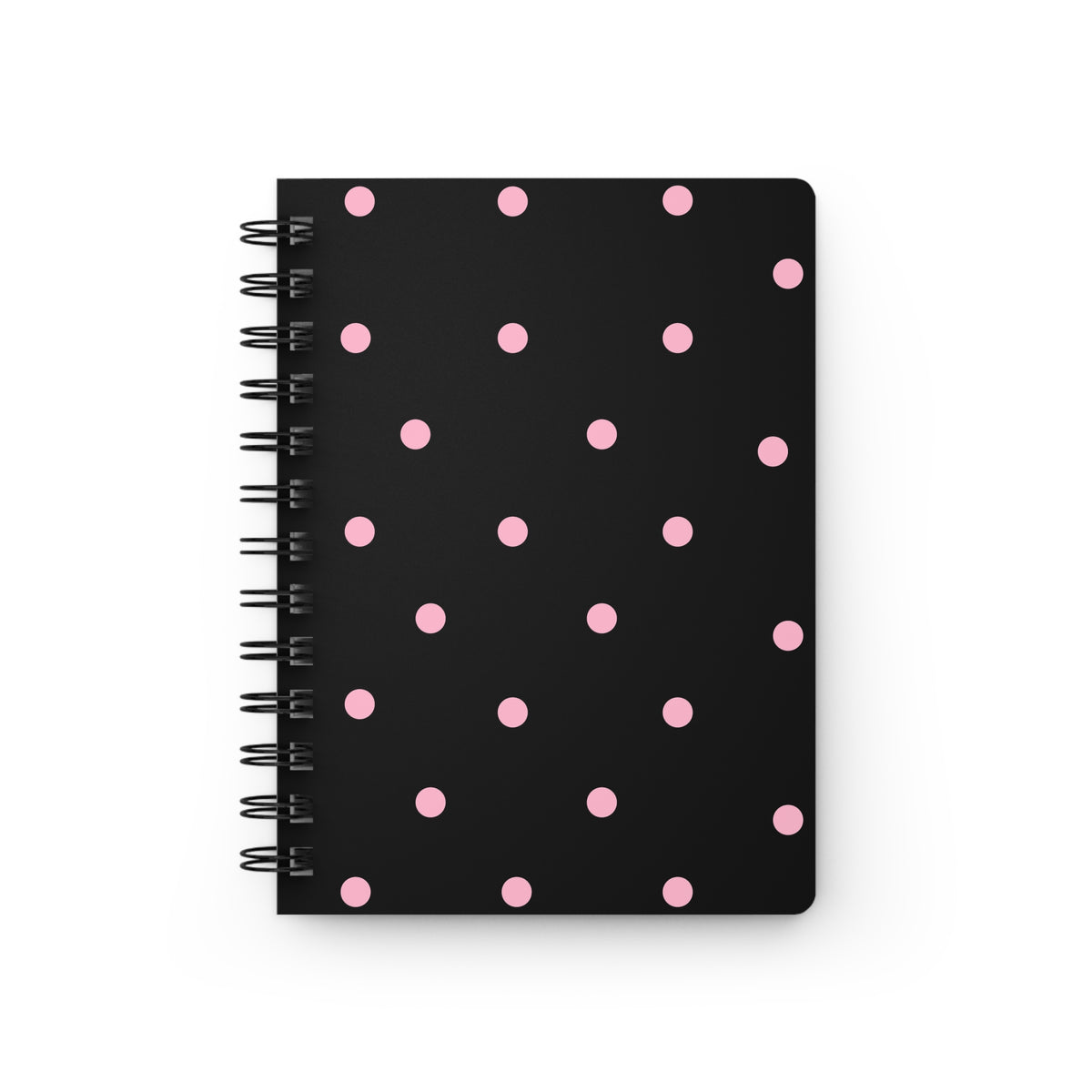 Black with Pink Polka Dots V2 Spiral Notebook