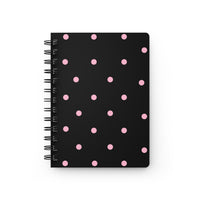 Black with Pink Polka Dots V2 Spiral Notebook