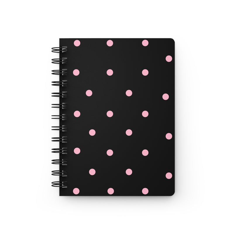Black with Pink Polka Dots V2 Spiral Notebook