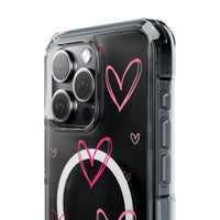 Pink Heart Sketches (MagSafe) Clear Phone Case