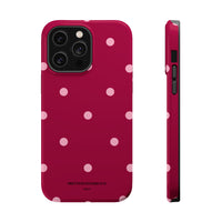Burgundy with Pink Polka Dots V2 (MagSafe) Phone Case