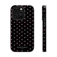 Black with Pink Polka Dots (MagSafe) Phone Case