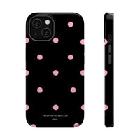 Black with Pink Polka Dots V2 (MagSafe) Phone Case
