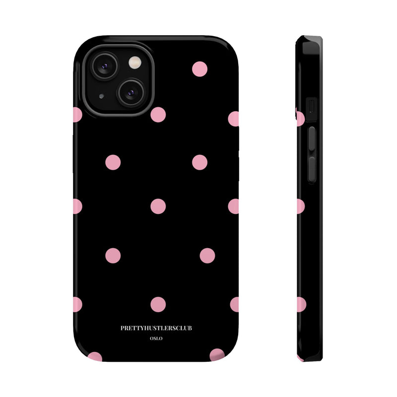 Black with Pink Polka Dots V2 (MagSafe) Phone Case