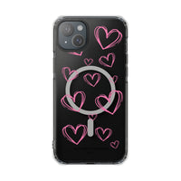 Light Pink Heart Sketches (MagSafe) Clear Phone Case