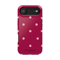 Burgundy with Pink Polka Dots V2 (MagSafe) Phone Case