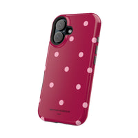 Burgundy with Pink Polka Dots V2 (MagSafe) Phone Case