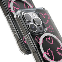 Light Pink Heart Sketches (MagSafe) Clear Phone Case