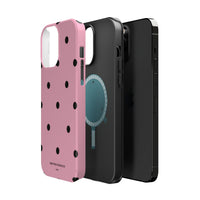 Pink With Black Polka Dots V2 (MagSafe) Phone Case