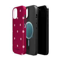 Burgundy with Pink Polka Dots V2 (MagSafe) Phone Case