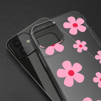 Pink Floral Design Clear Phone Case