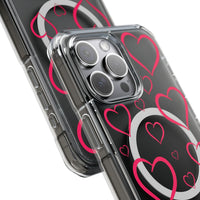 Magenta Hearts (MagSafe) Clear Phone Case