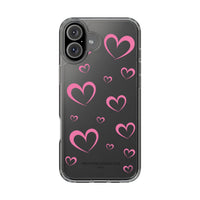 Pretty Pink Hearts Clear Phone Case