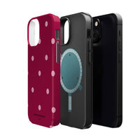 Burgundy with Pink Polka Dots V2 (MagSafe) Phone Case