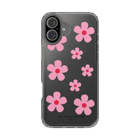 Pink Floral Design Clear Phone Case