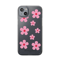 Pink Floral Design Clear Phone Case