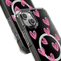 Pink Doodle Hearts (MagSafe) Clear Phone Case