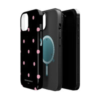 Black with Pink Polka Dots V2 (MagSafe) Phone Case