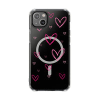 Pink Heart Sketches (MagSafe) Clear Phone Case
