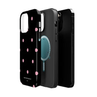 Black with Pink Polka Dots V2 (MagSafe) Phone Case